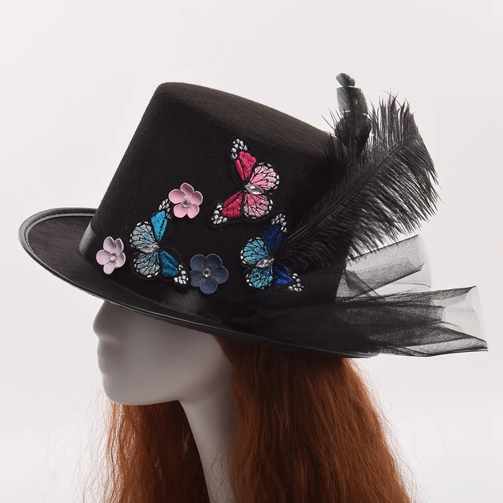 Buy Vintage Black Mini Top Hats with Clips Cute