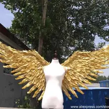 Высокое качество золото, ангельские крылья для свадьбы Grand Event День Рождения вечерние DIY украшения креативные съёмки студия большое перо реквизит