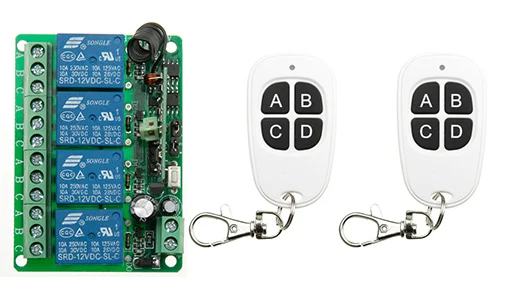

DC12V 4CH 10A RF Wireless Remote Control Switch System 2 transmitter & 1 receiver relay Receiver Smart Home Switch/lamp/ window