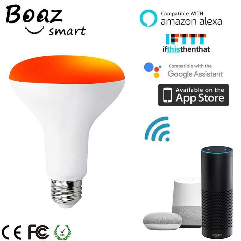 

Boaz-EC 9W Smart Wifi BR30 Bulb Remote Control Changeable Smart Led Bulb Light Alexa Echo Google Home IFTTT Tuya Smart
