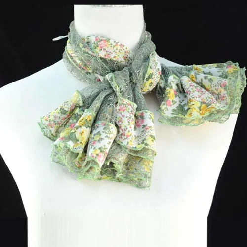 

Polyester 100% Mesh Floral Scarf Shawl for Women Necklace Summer Hollow Mesh Lace Flower Stitching Lightweight Scarves NL-1516