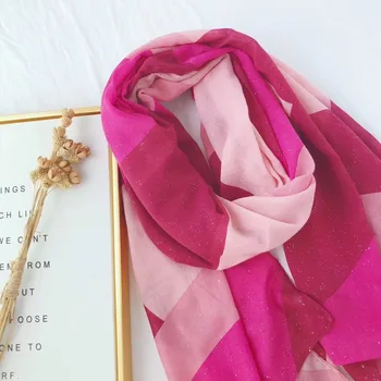 

KYQIAO hijab scarf for women autumn spring South Korea fashion long patchwork head scarf ladies office scarf cloud