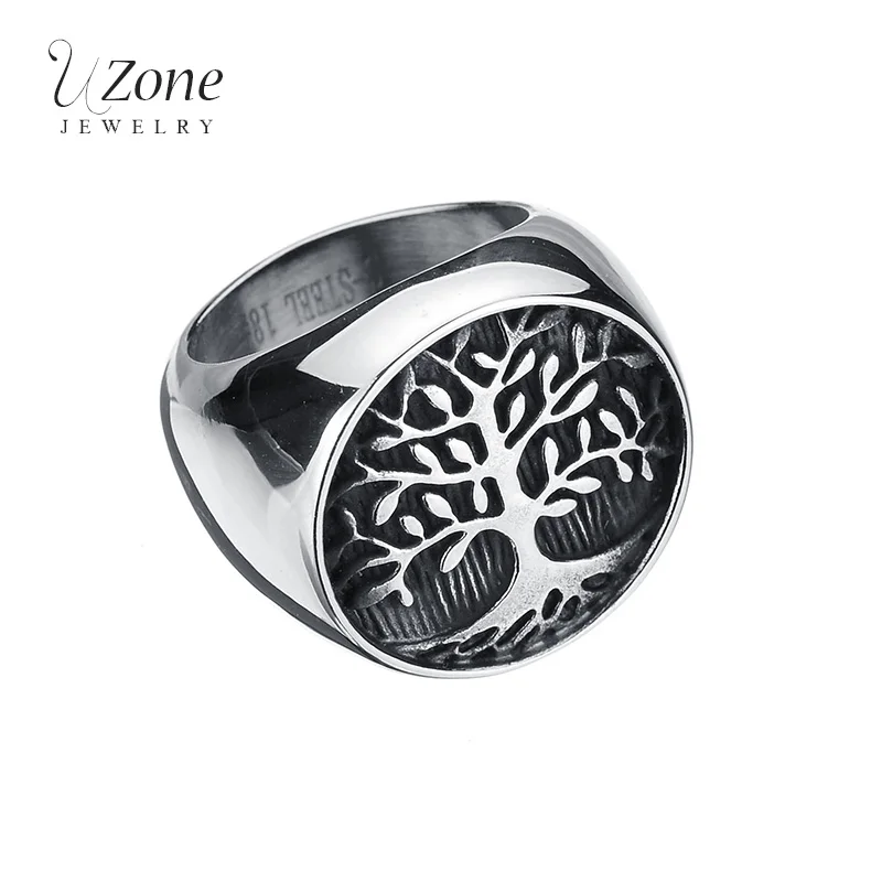 

Top Quailty Punk Retro Biker Ring World Tree 316L Stainless Steel Finger Signet Ring For Men Gift Military Jewelry