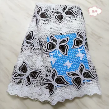 

High Quality Mesh Nigerian Milk Water-Soluble Flannelette Laces Fabrics 2019 Embroidered African Guipure Laces Fabrics pl65-2222
