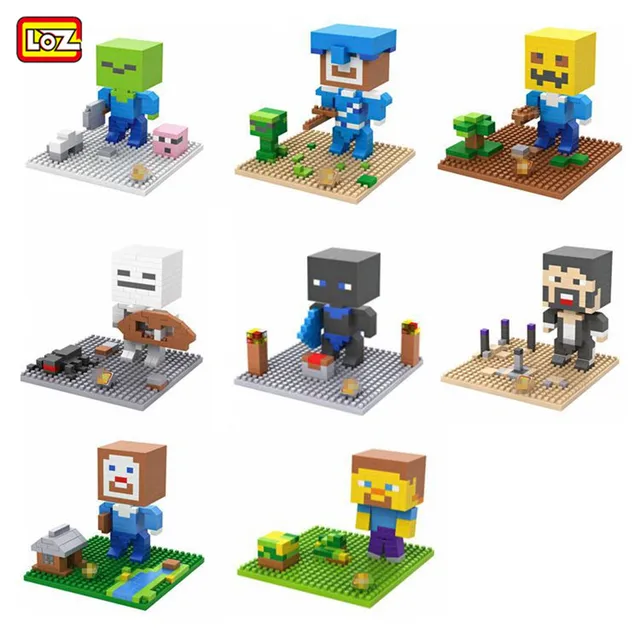 LOZ mini Block Minecraft Steve Zombie Skeleton Diamond 