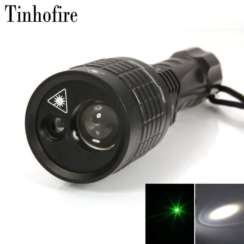 

Tinhofire 5mw 532nm Green Laser White LED Light 2LED 1600LM 3 Mode Lamp Laser LED Torch Zoomable 18650/3AAA Flashlight 08-1