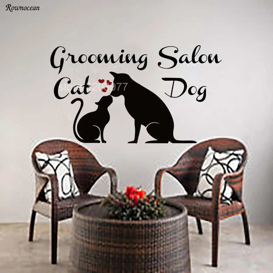 

Dog & Cat Wall Decals Grooming Salon Decal Vinyl Sticker Pet Shop Window mural Art Fresco House Decoration Z186