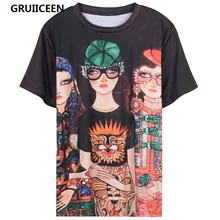 Gruiiceen уличная три Обувь для девочек принт Для женщин футболки г. фирменный дизайн мода o-образным вырезом сезон: весна–лето женский Футболки sg-0819436
