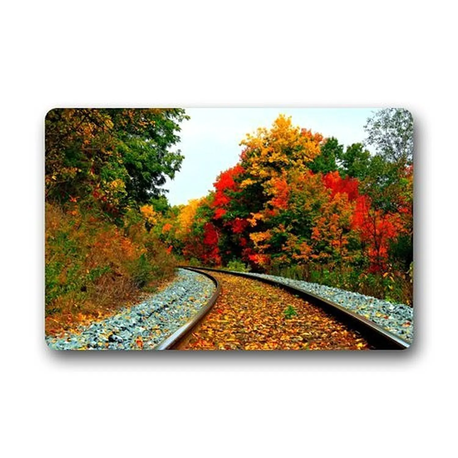 Memory Home Beautiful Train Tracks Railroad Non Slip Door Mat Floor