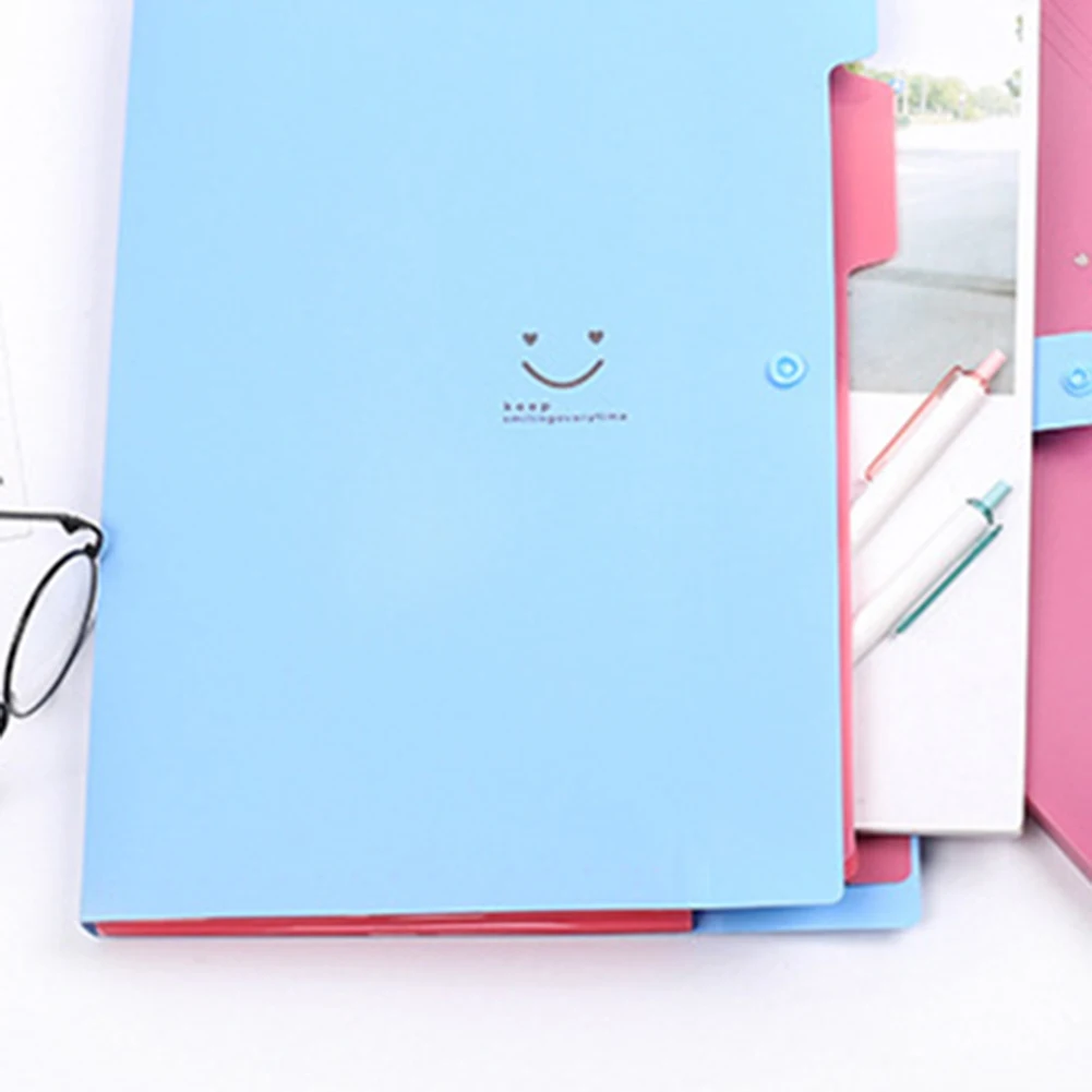 

Office Plastic Folders Multi Pocket Organizer Smile A4 File Expansion Document Folder Document Bag File Bag School Supplies
