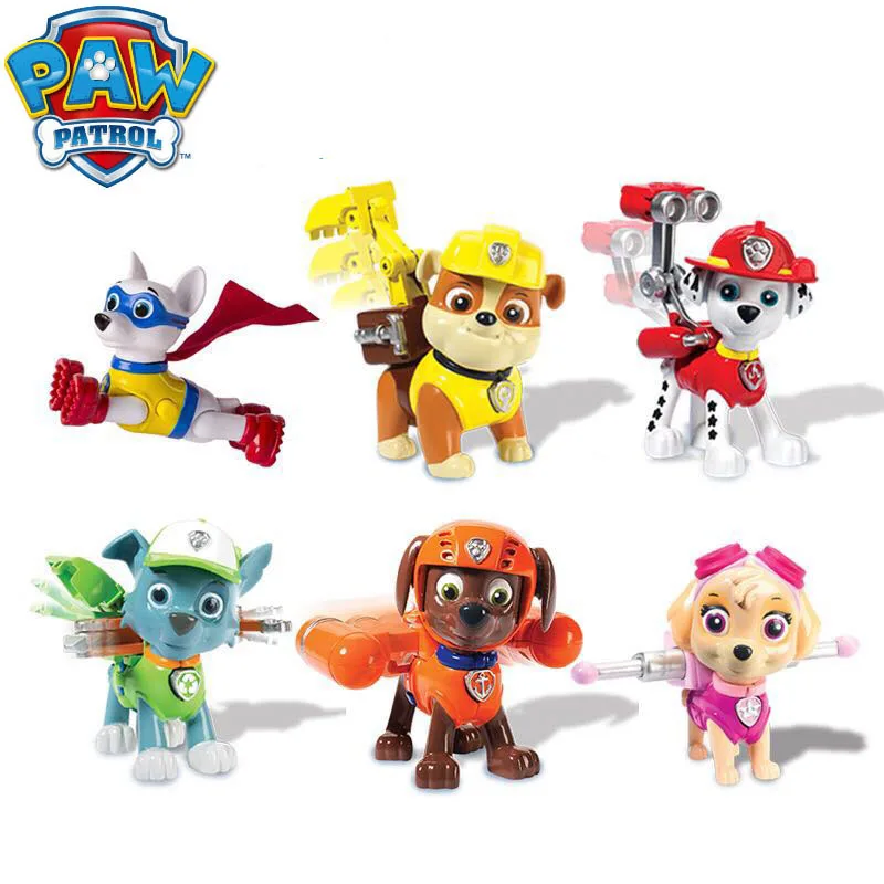 Genuine Paw Patrol Action Pack pups apollo,Marshal, Skye, Rubble chase zume rocky Rescue Team Figure children's toy original box