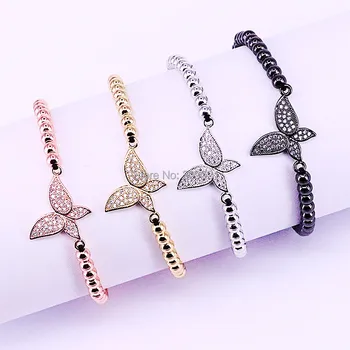 

10Pcs New Arrival Micro Pave CZ Butterfly Charm Bracelets Women Adjustable Braiding Rope Macrame Bracelet Jewelry Gift