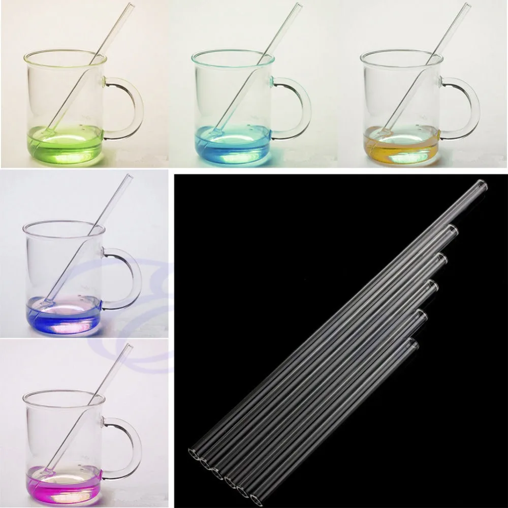 Drinking Straws Clear Glass 10mm Reusable Wedding Birthday Party MAR18