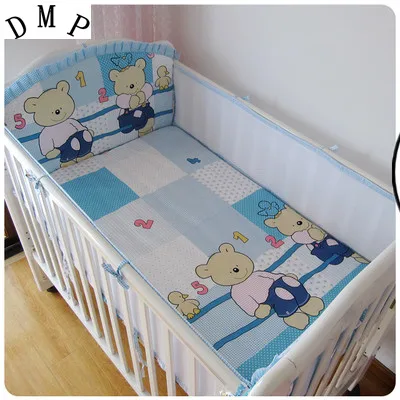 

Promotion! 5PCS Mesh Baby Crib Bedding Set for Crib Baby Bed Linens Mesh breathable Cartoon ,include(4bumpers+sheet)