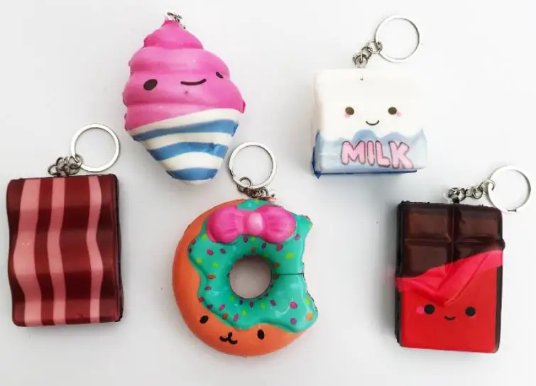 

30pcs-rare squishy ice cream donut cake Wholesale Squishies Slow Rising phone chams keychain squeeze Gift Stress Reliever