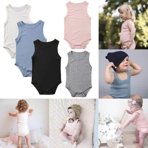 

Baby Boy Girl romper cotton sleeveless striped Summer Romper Cotton Clothes Outfits 0-24m