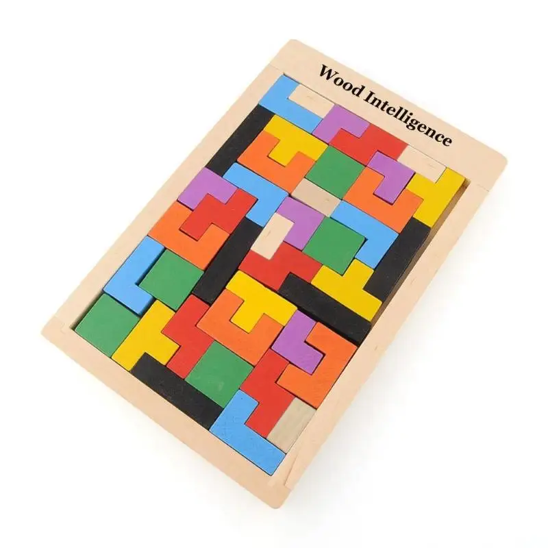 

Baby Wooden Tetris Puzzles Toys Colorful Jigsaw Board Kids Children Intellectual Educational Toys For Children Christmas Gift