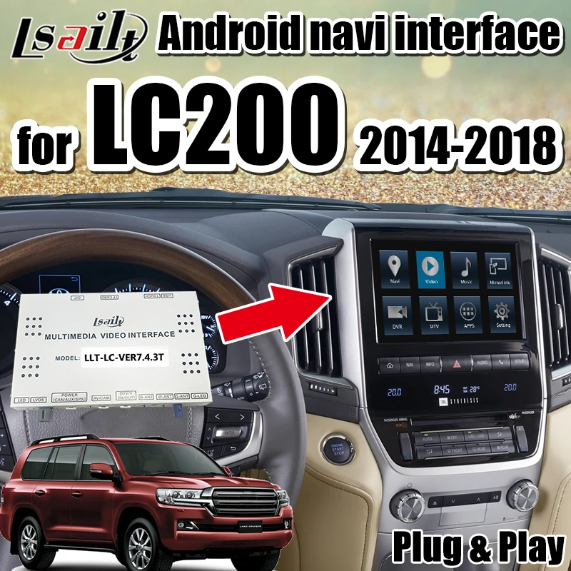 

Plug&Play Car video interface Box for Toyota Land Cruiser LC200 2014-18 , GPS Navigation box with carplay , Andriod Auto