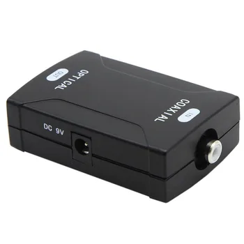 

Black Coaxial RCA Audio Signal To Optical SPDIF Toslink Digital Audio Signal Converter Adapter Box & DC 9V Charger