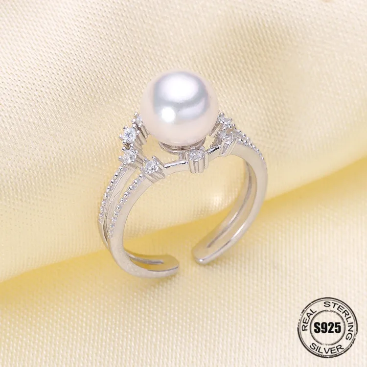

Fashion Pearl Ring Accessories,925 Sterling Silver Ring Findings, Adjustable Ring Jewelry Parts Fittings Mountings DIY Girl Gift