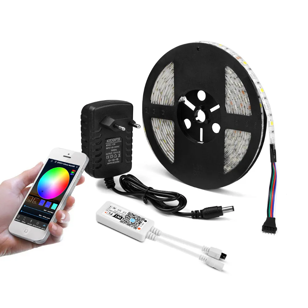 RGB RGBW RGBWW WIFI 5 м 5050 Светодиодная лента водонепроницаемая гибкая светодиодная