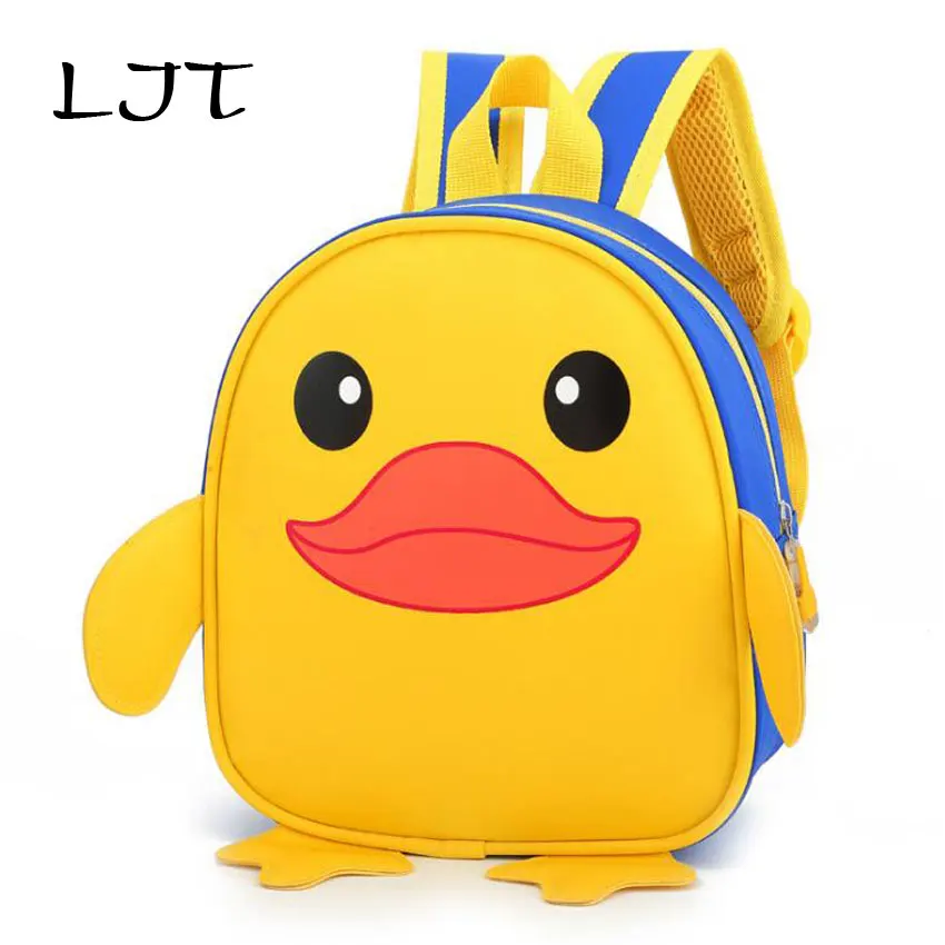 LJT 2019 Cute Yellow Duck Cartoon Children's Backpack Boy Girls
