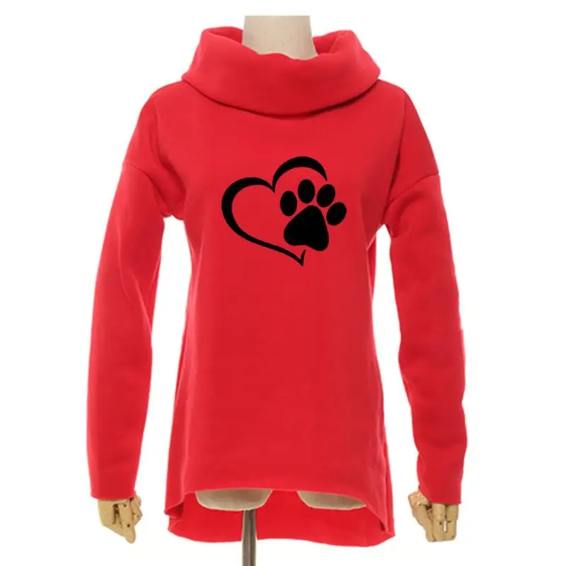  animal cat dog 2018 Women Winter Hoodies Scarf Collar Long Sleeve Fashion Casual Autumn Sweatshirts