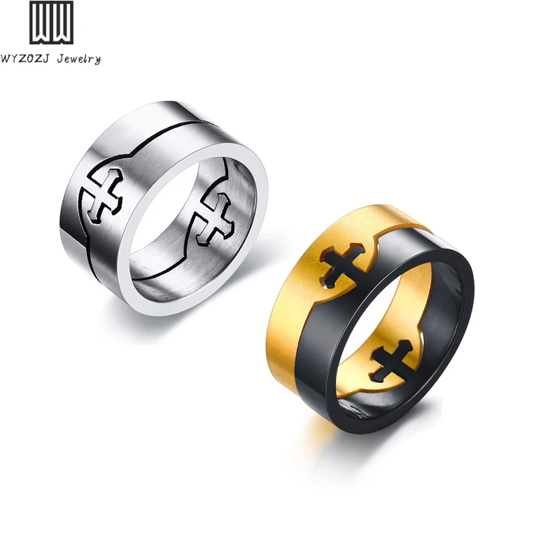 Splicing Combination Stainless Steel Separable Cross Ring Men's Fashion Jewelry Jesus Crucifix Casual Remove Design Accessories |