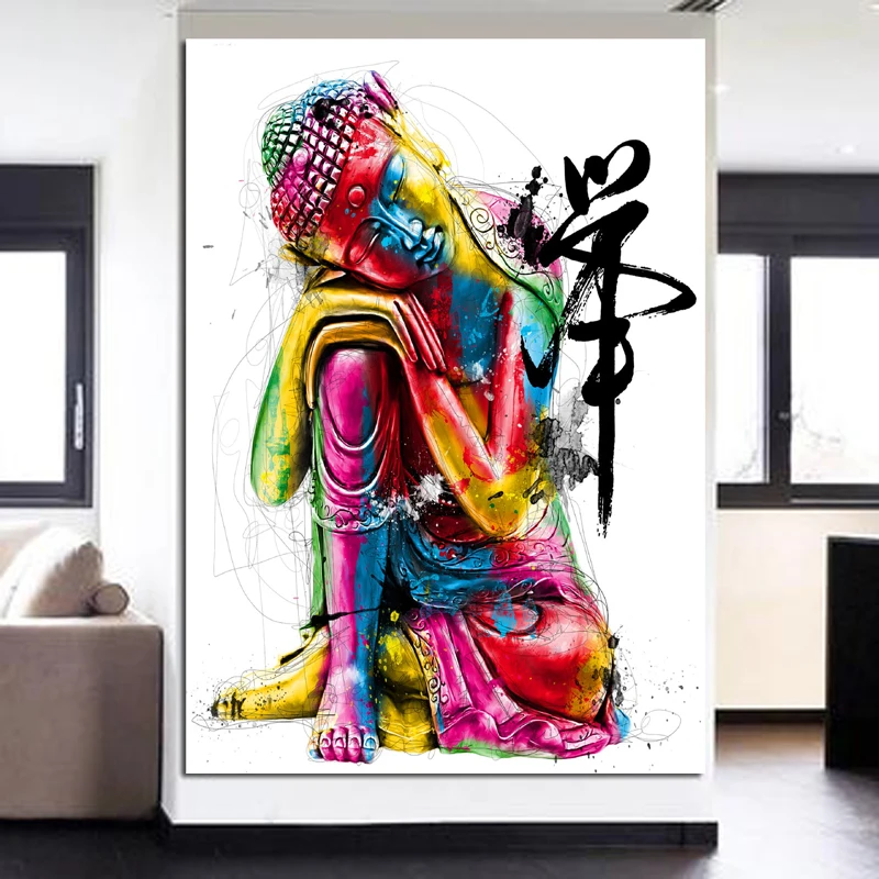HD Print Paintings ZEN Style Sleeping Buddha Canvas Art Painting Prints Buddha Oil Painting for Living Room and Bedroom No Frame