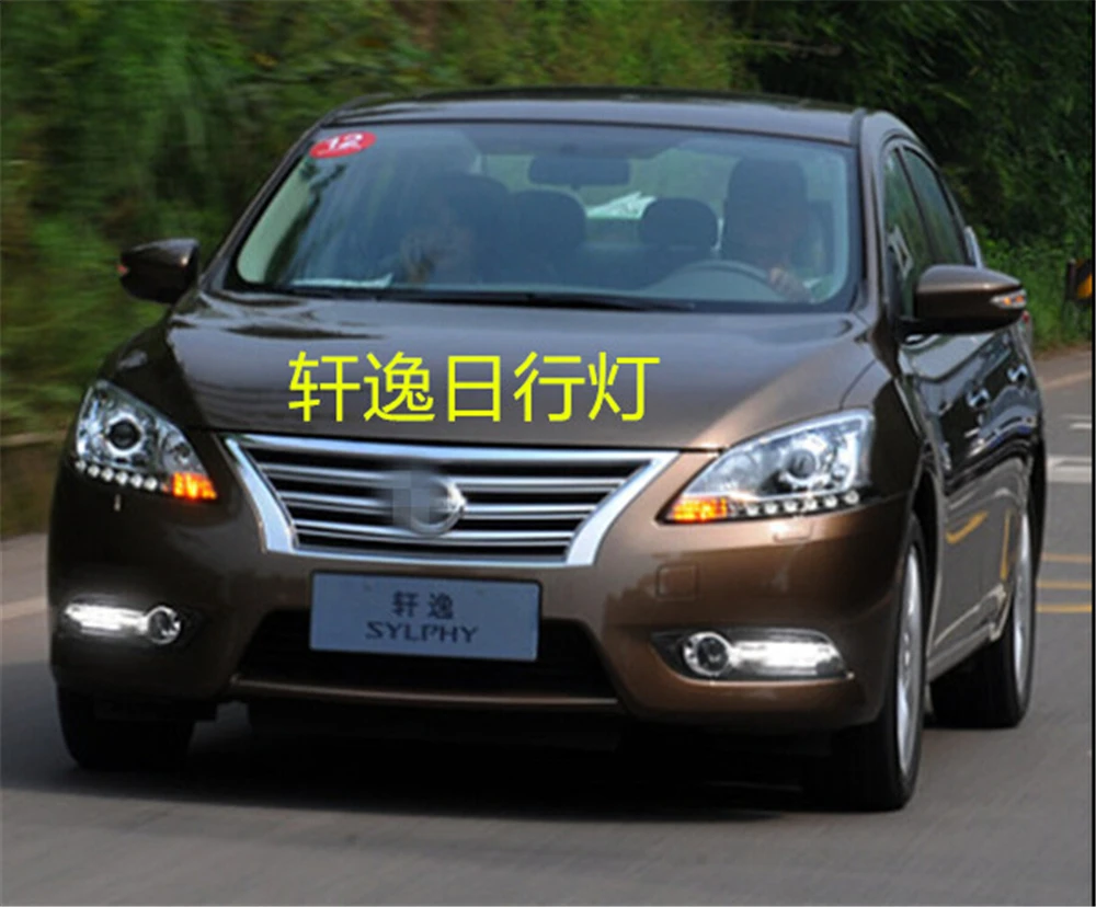 CSGJMY 2 шт. светодиодный DRL дневные ходовые огни дневного света для Nissan sentra Sylphy 2012 2013 противотуманная фара с поворотным сигналом