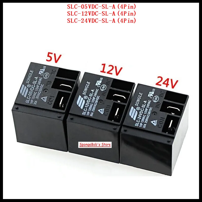 

2pcs/Lot SLC-05VDC-SL-A / SLC-12VDC-SL-A / SLC-24VDC-SL-A SONGLE Power Relay 4Pin 5V 12V 24V 30A T91