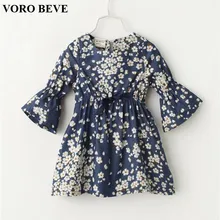 VORO BEVE 2017 Nouvelle Fille Vêtements Princesse Robes Denim Robe Imprimé floral Jean Robe Vêtements Pour Enfants