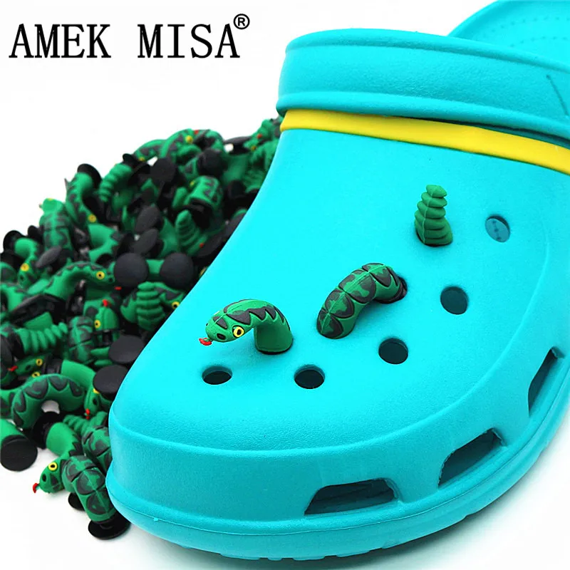 3 шт. в комплекте украшения для обуви новинка милые ПВХ Животные 3D змея садовая обувь аксессуары КРОК ожерелье с кулоном для детей подарок 3D-JM03