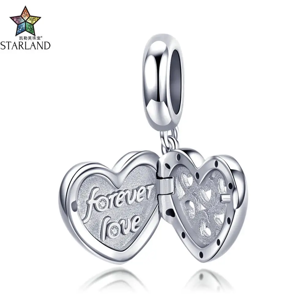 

XINHUI Romantic 925 Sterling Silver Forever Love Heart to Heart Pendant Charms Fit Original Bracelets Bangles Jewelry