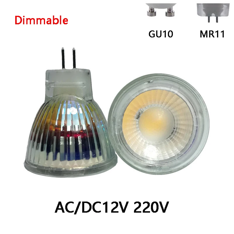Светодиодный GU10 COB mini MR11 AC/DC 12V 5w 35mm dimmable теплый белый/холодный белый AC220V точечный