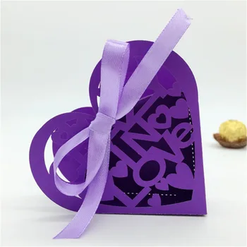

50pcs"Crazy In Love" Heart Shape Gift Cardboard Box Laser Cut Hollow Gifts Candy Packaging Paper Boxes Wedding Party Supplies