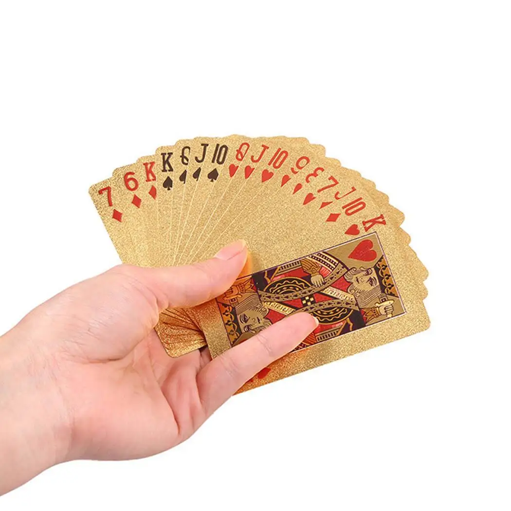 Goede Gouden Speelkaarten Dek Van Goud Folie Poken Set Magic Kaarten 24 k Goud Plastic Folie Poken Duurzaam Waterdicht Kaarten.