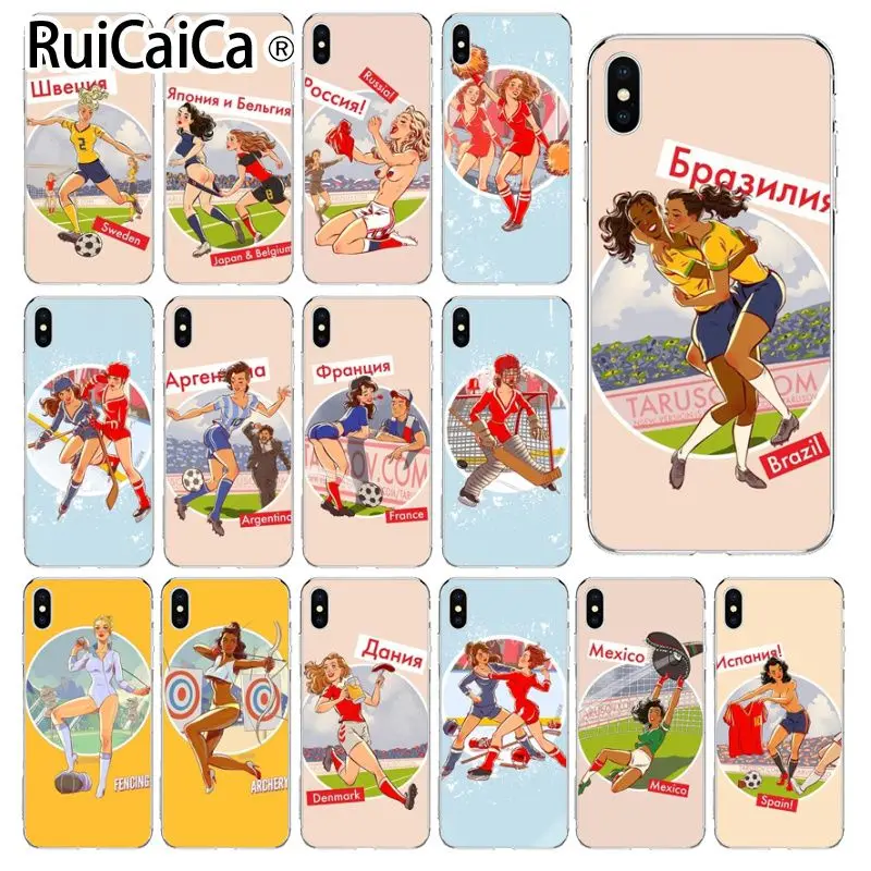 Ruicaica Sports FOOTBALL GIRL TPU Soft Silicone Transparent Phone Case for iPhone 6S 6plus 7 7plus 8 8Plus X Xs MAX 5 5S XR | Мобильные