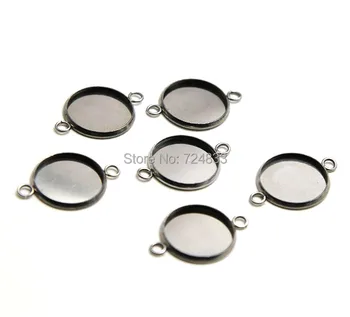 

Blank Stainless Steel 316L Circle Pendant Bezel with 2 Loops Bases Connectors Round Cabochon Bezel Settings DIY Jewelry Findings