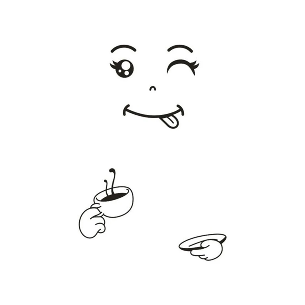 1 шт. стикер на стену клевый стикер на холодильник счастливое вкусное лицо кухонный Холодильник настенные художественные наклейки на холодильник самодельная перегородка наклейка s - Цвет: Coffee cup