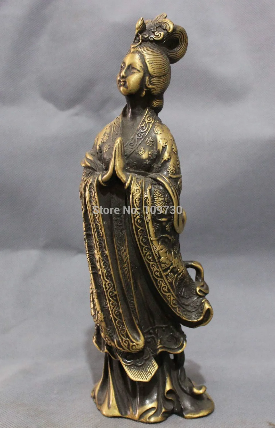

p2284 10" China Bronze Queen Phoenix Head Fairy Belle Xi Shi Statue