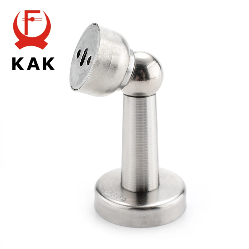 KAK Thicknessed Stainless Steel Magnetic Sliver Door Stop Stopper Door Holder Catch Floor Fitting With Screws For Family Home