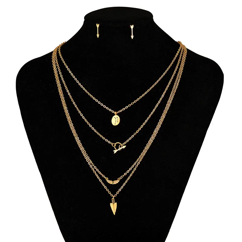 

Baoyan 316L Stainless Steel Cute Long Gold Silver Color Chain Tassel Multi Layered Choker Pendant Necklace Set Jewelry Women