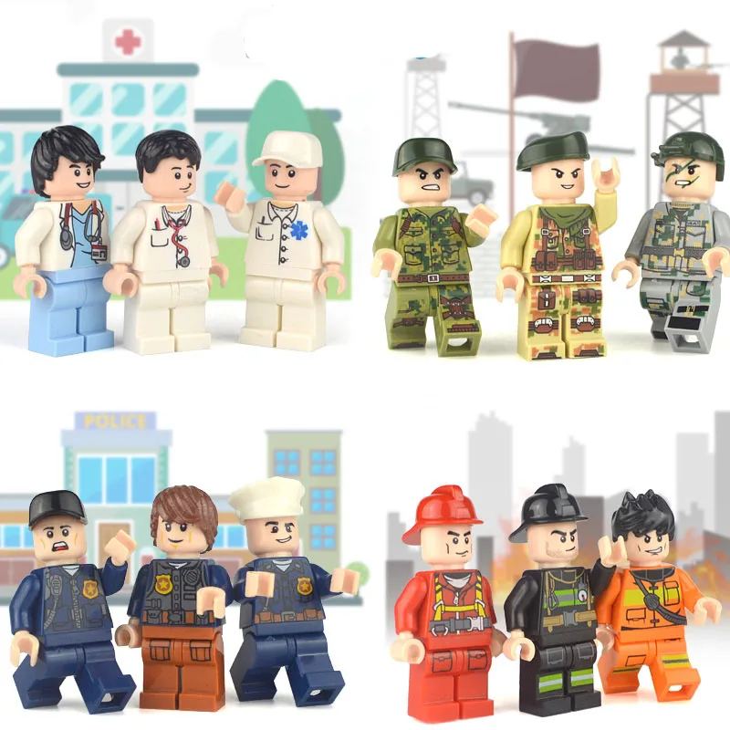 12pcs Compatible Legoing Duplo City Police Soldier Figures Set for Boy Doctor 2018 New Legoings Friends Figure Lot Firemen Toys 12pcs Compatible Legoing Duplo City Police Soldier Figures Set for Boy Doctor 2018 New Legoings Friends Figure Lot Firemen Toys
