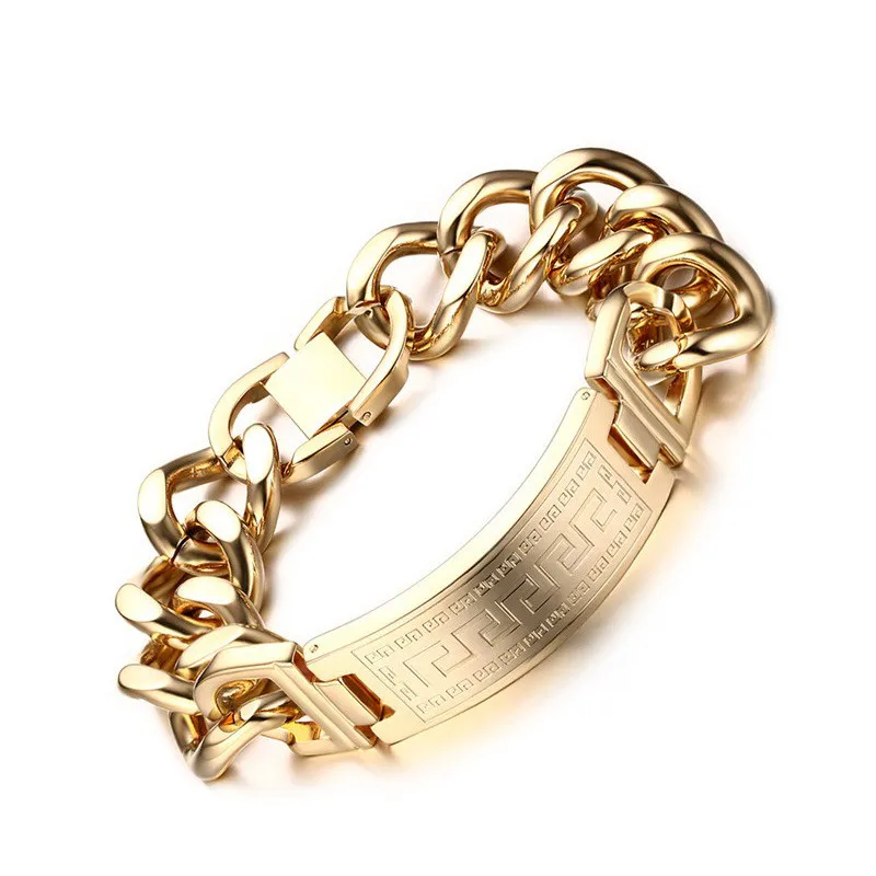 Men's Titanium Steel Bracelet Great Wall Pattern G...