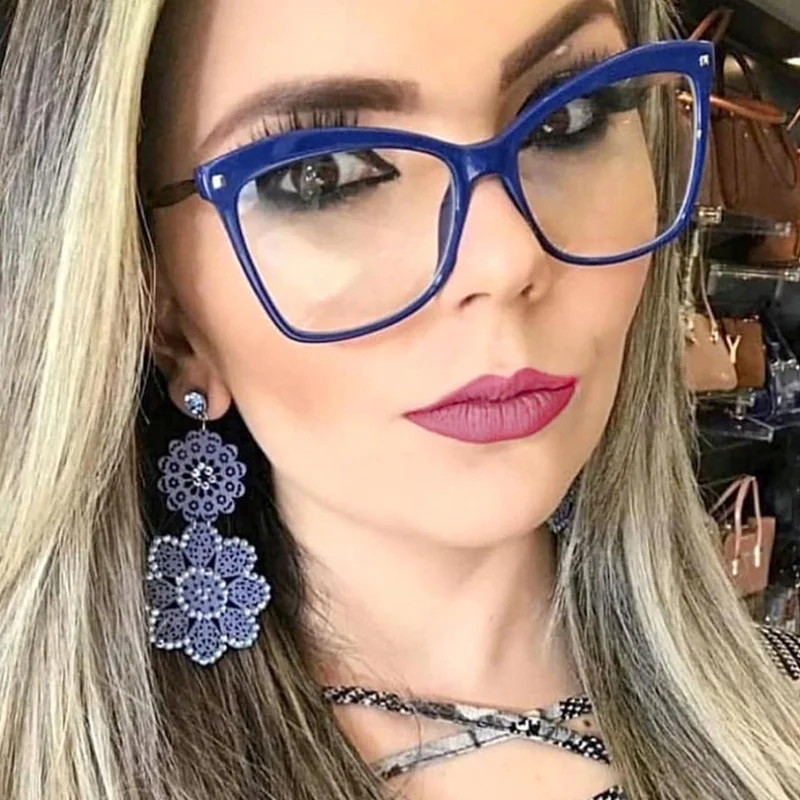 

RFOLVE Square Anti-Blue Light Glasses Women Summer New Style Cat Eye Glasses Relieve Eye Fatigue UV Goggles Optical Frame RX196