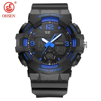

NEW Arrival Fashion OHSEN Man Digital Quartz Watch Sport Watch Men LED Dual Time Electronic Analog Army Wristwatch Montre Homme