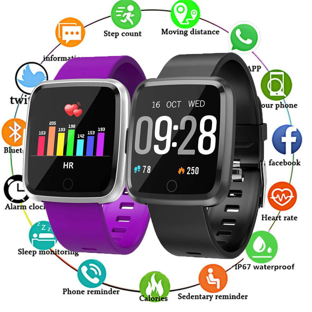 

Smart Watch Men Women Heart Rate Blood Pressure Monitor Clock Y7 Smartwatch Android Fitness Tracker Band Akilli Saat PK V11 Q1