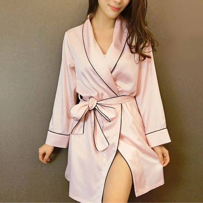 Rose Satin Robe Sexy Peignoir Femme Soie Satin Robes Femmes Soie Robes Pour Femmes Pijamas Batas De Seda Peignoir Kimono Robe Aliexpress