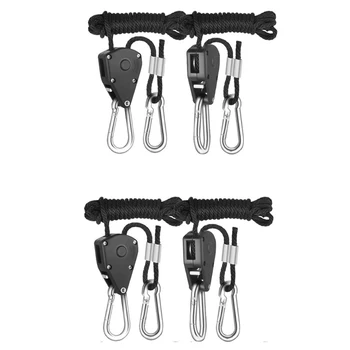 

1/8 Inch 8-Feet Long Adjustable Heavy Duty Rope Clip Hanger, Reinforced Metal Internal Gears,150lb Capacity